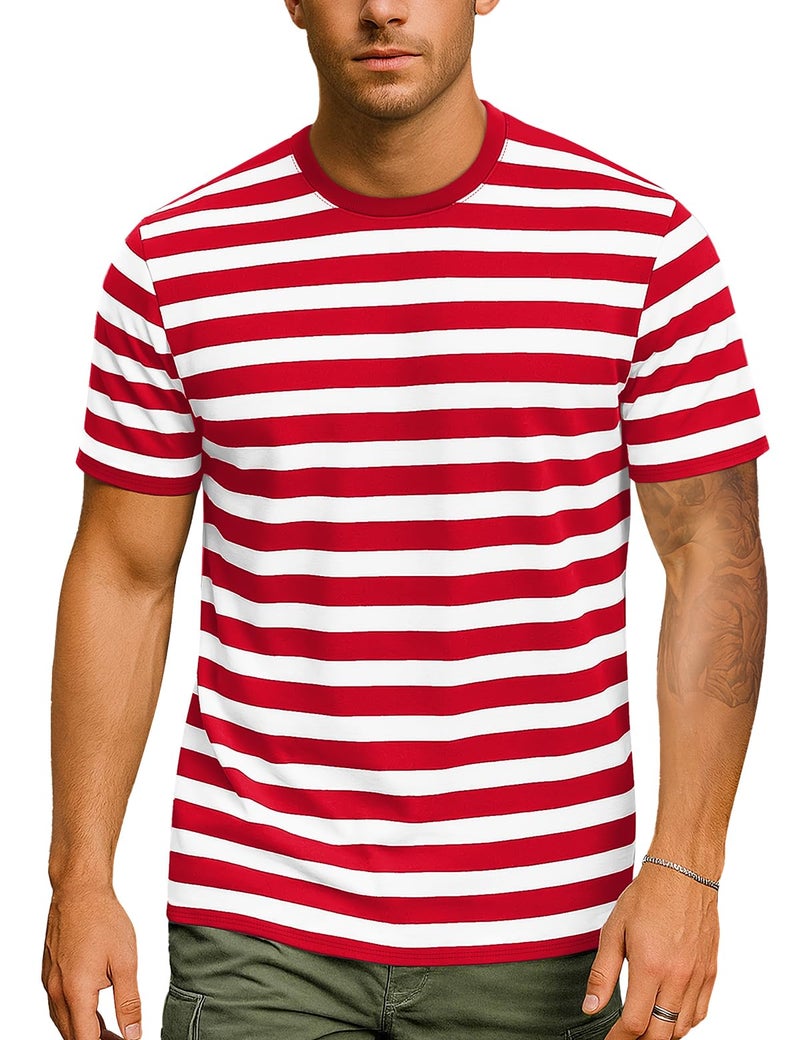 Zengjo Red and White Striped Shirt(M,Red&White WD(Red Rib)) - Image 1
